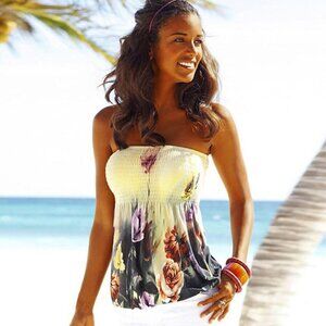 Floral strapless tube top